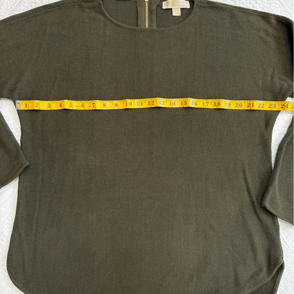Michael Kors Olive Green Zipper Back Tunic Sweater Women’s Size Large